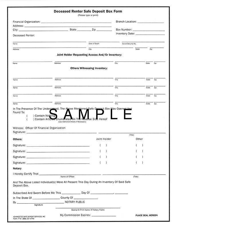 safe deposit box form